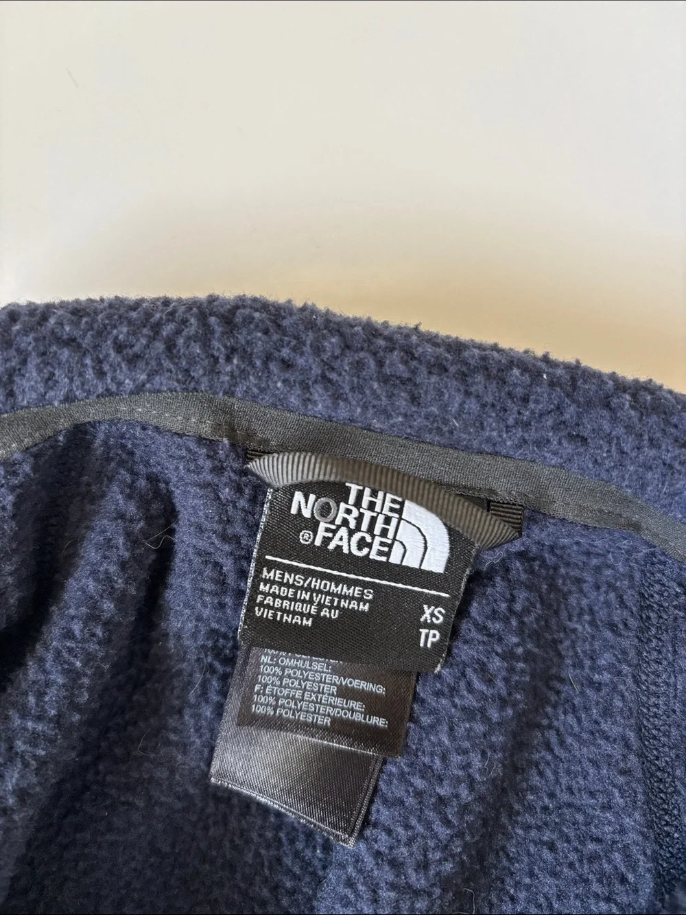 North Face Gordon Lyons Sweater Jacket Full Zip Fleece Navy Blue Pockets Mens XS
